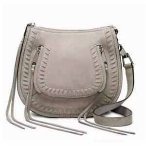 Rebecca Minkoff Womens Purse Crossbody Gray Brown Western Tassel Saddle Bag
